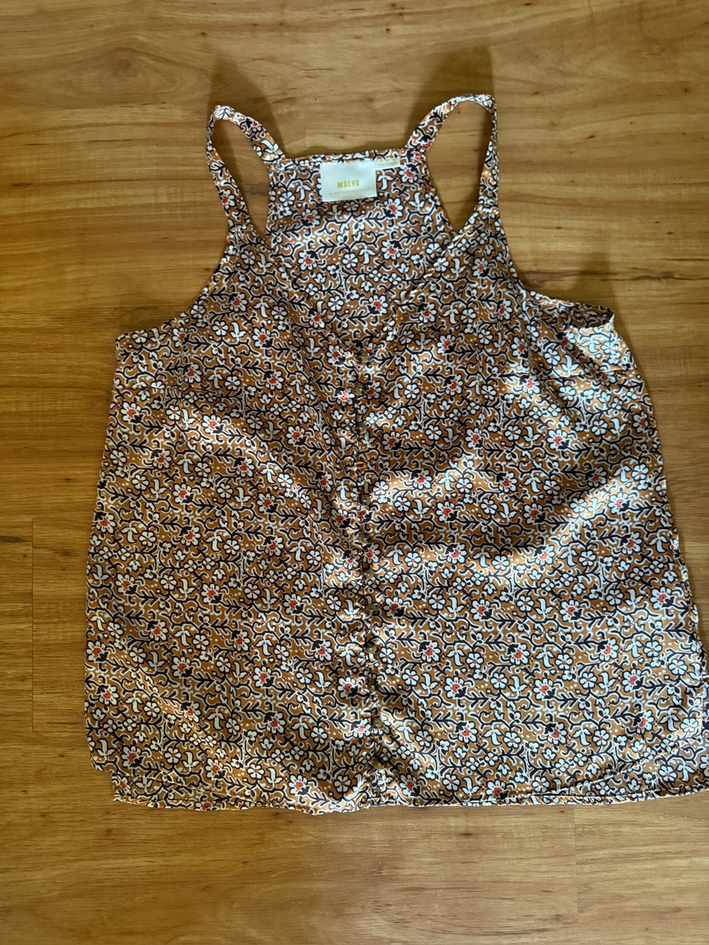 Maeve Brown Floral Print Button-Front Camisole